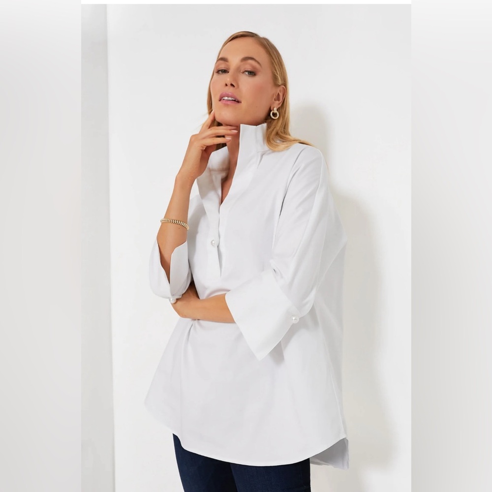 Tuckernuck | NEW Blanc Willow Three-quarter Sleeve Blouse in White Size L